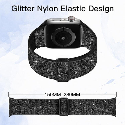 Glitter Elastic Nylon Watch Band, For Apple Watch 49mm / 46mm / 45mm / 44mm, For Apple Watch 42mm / 41mm / 40mm / 38mm - DealBuddy