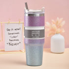 Glitter Insulation Coffee Cup Double Layer Ice Cup Stainless Steel Car Cup With Straw - DealBuddy