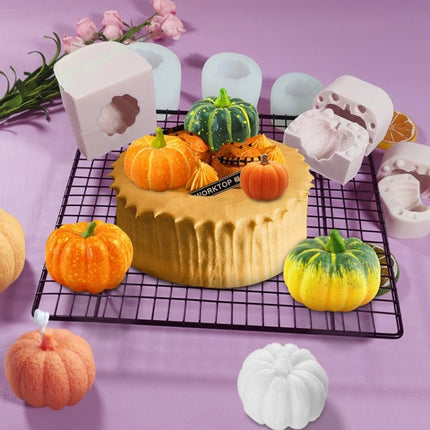 Halloween Three - Dimensional Pumpkin Cake DIY Scented Candle Silicone Mold - DealBuddy