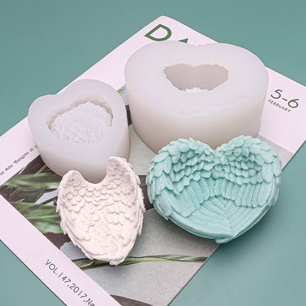 Heart Shaped Angel Wings Silicone Mold Baking Ice Cream Candle Aromatherapy Mold - DealBuddy
