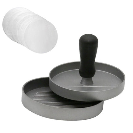Household Food Grade Aluminum Alloy Kitchen Non - stick Coating Pressure Meat Patty Cake Hamburger Mold with 40 PCS Sided Silicone Papers - DealBuddy