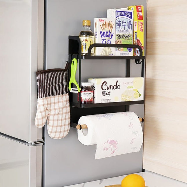 Kitchen Double Layers Magnetic Refrigerator Rack Storage Holder - DealBuddy