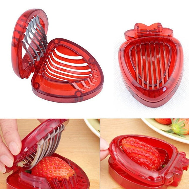 Kitchen Tool Plastic Strawberry Slicer Fruit Knife with Stainless Steel Blade - DealBuddy
