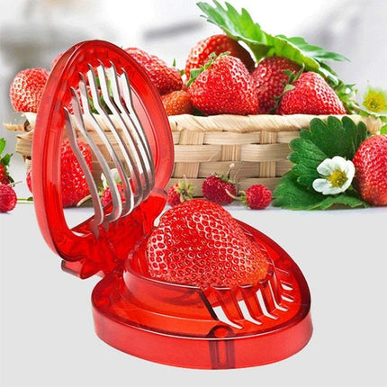 Kitchen Tool Plastic Strawberry Slicer Fruit Knife with Stainless Steel Blade - DealBuddy
