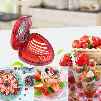 Kitchen Tool Plastic Strawberry Slicer Fruit Knife with Stainless Steel Blade - DealBuddy
