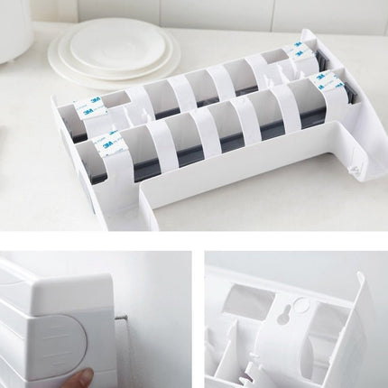 Kitchen Wall Mounted Cling Film Holder Wrap Storage Rack Hanger Rack Cutting Device, Size: 39 x 10 x 24cm - DealBuddy