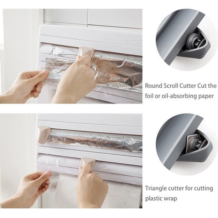 Kitchen Wall Mounted Cling Film Holder Wrap Storage Rack Hanger Rack Cutting Device, Size: 39 x 10 x 24cm - DealBuddy