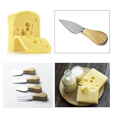 kn603 4 in 1 Wooden Handle Stainless Steel Cheese Knife Baking Tool Set - DealBuddy