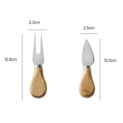 kn603 4 in 1 Wooden Handle Stainless Steel Cheese Knife Baking Tool Set - DealBuddy