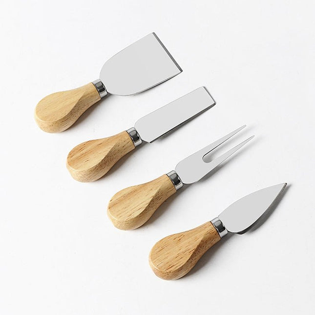 kn603 4 in 1 Wooden Handle Stainless Steel Cheese Knife Baking Tool Set - DealBuddy