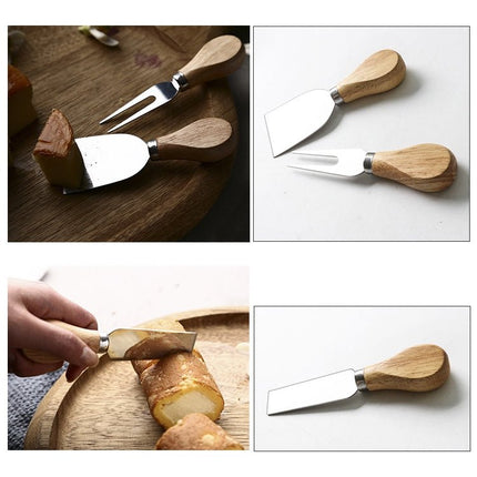 kn603 4 in 1 Wooden Handle Stainless Steel Cheese Knife Baking Tool Set - DealBuddy