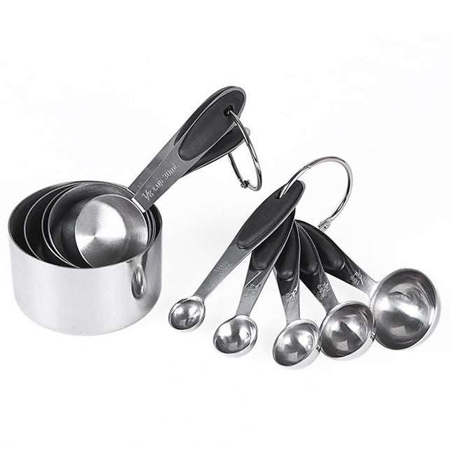 kn650 10 in 1 Black Stainless Steel Measuring Spoon Cake Mold Baking Tool Set - DealBuddy
