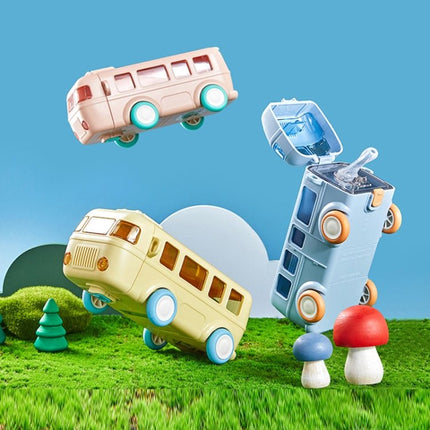 KT - 1139 500ml Portable Leakproof Water Cup with Strap Cute Bus Shaped Sippy Cup - DealBuddy