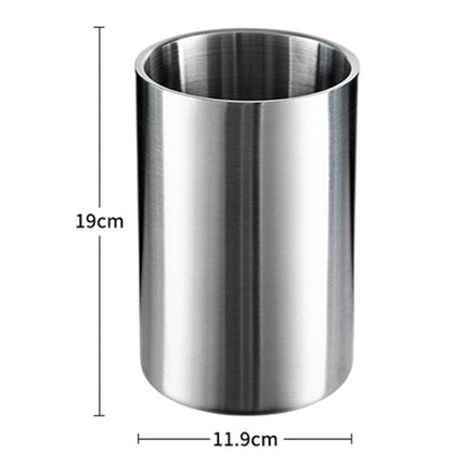 Large Capacity Thickened Stainless Steel Round Ice Bucket Bar Double - Layer Champagne Beer Barrel - DealBuddy