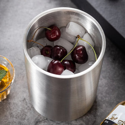 Large Capacity Thickened Stainless Steel Round Ice Bucket Bar Double - Layer Champagne Beer Barrel - DealBuddy