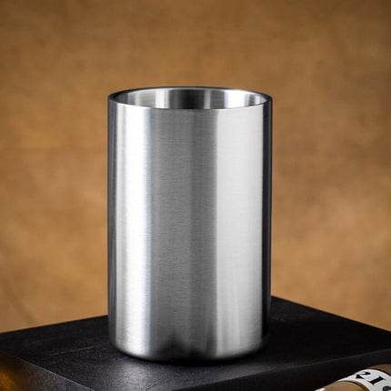 Large Capacity Thickened Stainless Steel Round Ice Bucket Bar Double - Layer Champagne Beer Barrel - DealBuddy