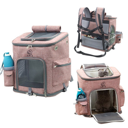 LDLC QS - 002 - L Foldable And Breathable Portable Pet Backpack, Light Gray, Light Pink, Denim Blue, Ginger Yellow - DealBuddy
