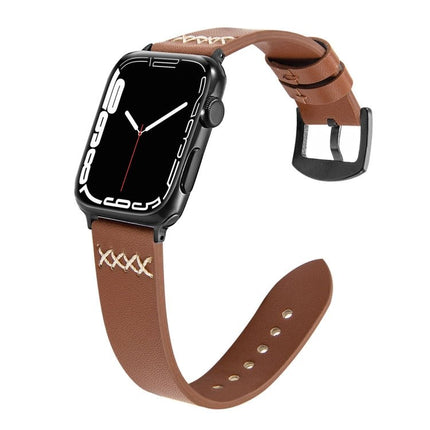 Leather Replacement Strap Watchband For Apple Watch Series, 7 41mm / 6&SE&5&4 40mm / 3&2&1 38mm, 7 45mm / 6&SE&5&4 44mm / 3&2&1 42mm - DealBuddy