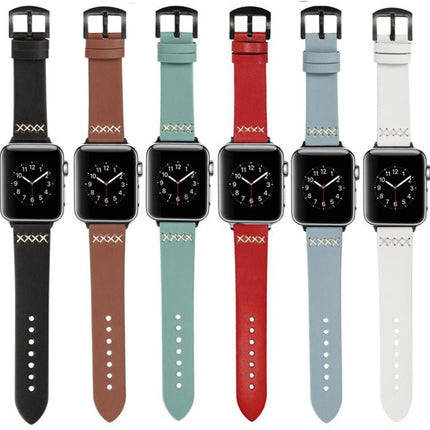 Leather Replacement Strap Watchband For Apple Watch Series, 7 41mm / 6&SE&5&4 40mm / 3&2&1 38mm, 7 45mm / 6&SE&5&4 44mm / 3&2&1 42mm - DealBuddy