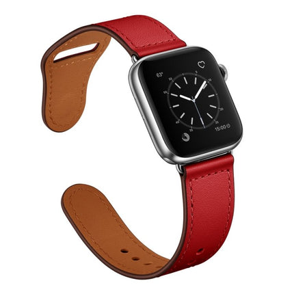 Leather Replacement Watchband For Apple Watch Series, 7 45mm / 6&SE&5&4 44mm / 3&2&1 42mm, 7 41mm / 6&SE&5&4 40mm / 3&2&1 38mm - DealBuddy
