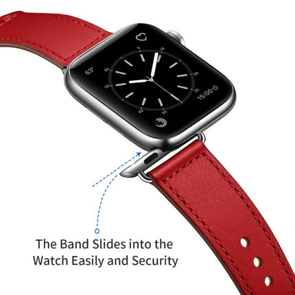 Leather Replacement Watchband For Apple Watch Series, 7 45mm / 6&SE&5&4 44mm / 3&2&1 42mm, 7 41mm / 6&SE&5&4 40mm / 3&2&1 38mm - DealBuddy