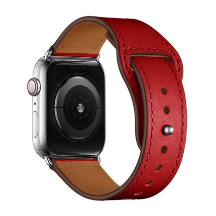 Leather Replacement Watchband For Apple Watch Series, 7 45mm / 6&SE&5&4 44mm / 3&2&1 42mm, 7 41mm / 6&SE&5&4 40mm / 3&2&1 38mm - DealBuddy