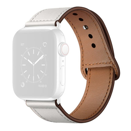Leather Replacement Watchband For Apple Watch Series, 7 45mm / 6&SE&5&4 44mm / 3&2&1 42mm, 7 41mm / 6&SE&5&4 40mm / 3&2&1 38mm - DealBuddy