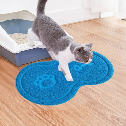 Lovely PVC Cat Litter Mat Eight - shaped Anti - skid Placemat Pet Supplies, Lake Blue, Yellow Green, Rose Red, Gray, Pink, Light Blue, Beige - DealBuddy