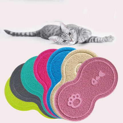 Lovely PVC Cat Litter Mat Eight - shaped Anti - skid Placemat Pet Supplies, Lake Blue, Yellow Green, Rose Red, Gray, Pink, Light Blue, Beige - DealBuddy
