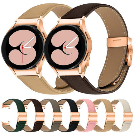 Lychee Texture Rose Gold Turtle Back Buckle Leather Watch Band, For Samsung Galaxy Watch 7 40 / 44mm - DealBuddy