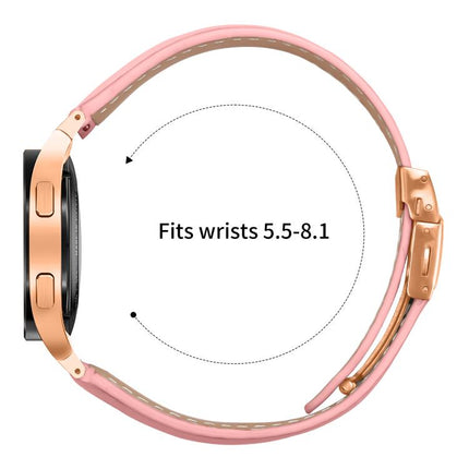 Lychee Texture Rose Gold Turtle Back Buckle Leather Watch Band, For Samsung Galaxy Watch 7 40 / 44mm - DealBuddy