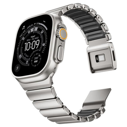 Magnetic Buckle Single - Bead Silicone Stainless Steel Watch Band, For Apple Watch 46mm / 49mm / 45mm / 44mm - DealBuddy