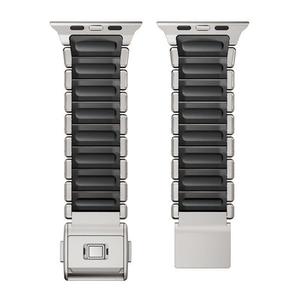 Magnetic Buckle Single - Bead Silicone Stainless Steel Watch Band, For Apple Watch 46mm / 49mm / 45mm / 44mm - DealBuddy
