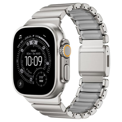 Magnetic Buckle Single - Bead Silicone Stainless Steel Watch Band, For Apple Watch 46mm / 49mm / 45mm / 44mm - DealBuddy