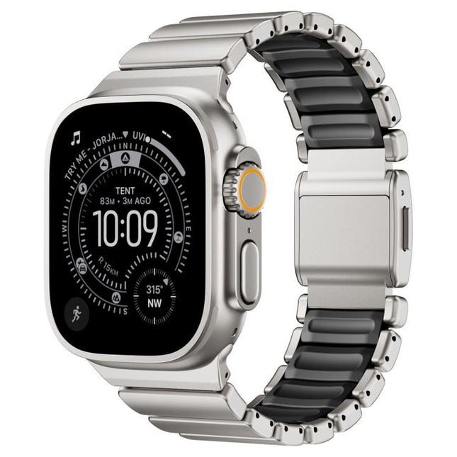 Magnetic Buckle Single - Bead Silicone Stainless Steel Watch Band, For Apple Watch 46mm / 49mm / 45mm / 44mm - DealBuddy
