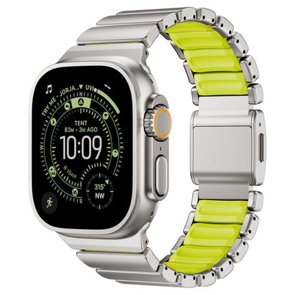 Magnetic Buckle Single - Bead Silicone Stainless Steel Watch Band, For Apple Watch 46mm / 49mm / 45mm / 44mm - DealBuddy