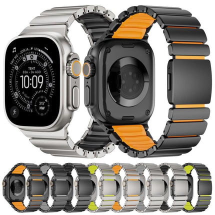 Magnetic Buckle Single - Bead Silicone Stainless Steel Watch Band, For Apple Watch 46mm / 49mm / 45mm / 44mm - DealBuddy