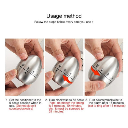 Mechanical Egg Kitchen Cooking Timer Alarm 60 Minutes Stainless Steel Kitchen Tools - DealBuddy