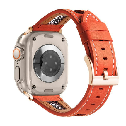 Mesh Calfskin Genuine Leather Watch Band, For Apple Watch SE 2023 44mm, For Apple Watch SE 2023 40mm, For Apple Watch Ultra 2 49mm, For Apple Watch Series 9 45mm, For Apple Watch Series 9 41mm, For Apple Watch Ultra 49mm - DealBuddy