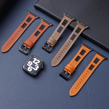 Mesh Calfskin Genuine Leather Watch Band, For Apple Watch SE 2023 44mm, For Apple Watch SE 2023 40mm, For Apple Watch Ultra 2 49mm, For Apple Watch Series 9 45mm, For Apple Watch Series 9 41mm, For Apple Watch Ultra 49mm - DealBuddy