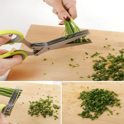 Minced 5 Layers Basil Rosemary Kitchen Scissor Shredded Chopped Scallion Cutter - DealBuddy
