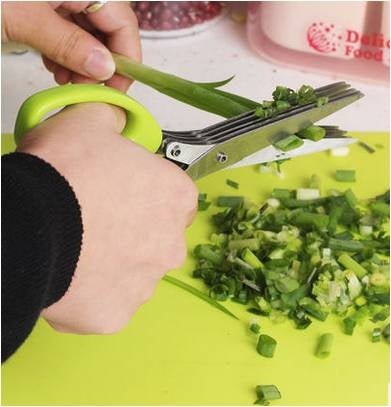 Minced 5 Layers Basil Rosemary Kitchen Scissor Shredded Chopped Scallion Cutter - DealBuddy