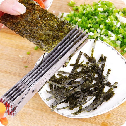 Minced 5 Layers Basil Rosemary Kitchen Scissor Shredded Chopped Scallion Cutter - DealBuddy