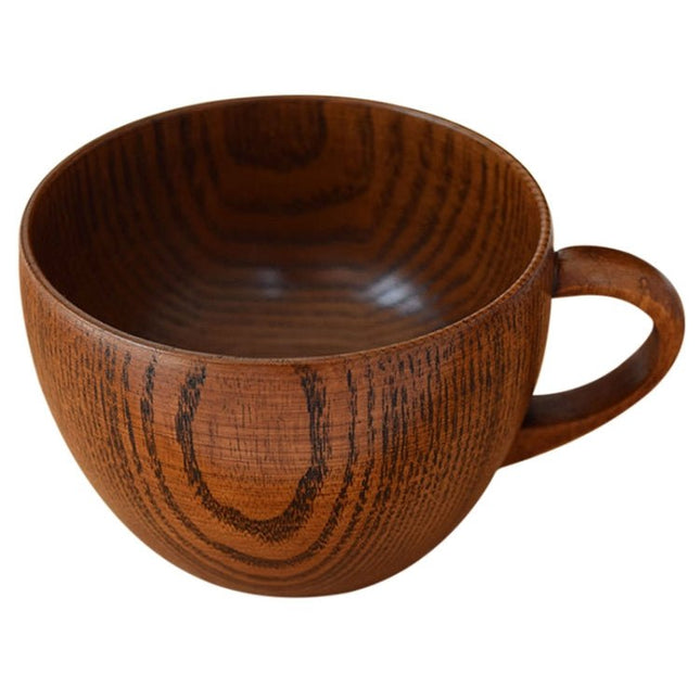 Mini Retro Handmade Wooden Coffee Tea Juice Water Cup Breakfast Beer Milk Drinkware with Handle - DealBuddy
