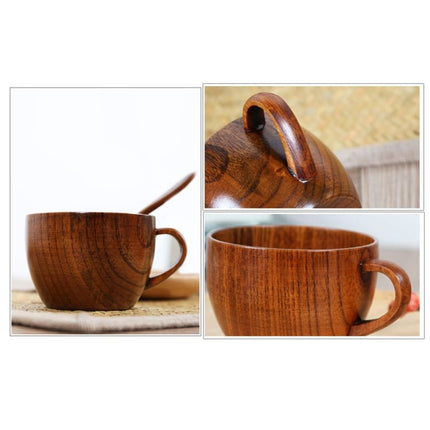 Mini Retro Handmade Wooden Coffee Tea Juice Water Cup Breakfast Beer Milk Drinkware with Handle - DealBuddy