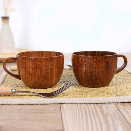 Mini Retro Handmade Wooden Coffee Tea Juice Water Cup Breakfast Beer Milk Drinkware with Handle - DealBuddy