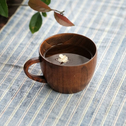 Mini Retro Handmade Wooden Coffee Tea Juice Water Cup Breakfast Beer Milk Drinkware with Handle - DealBuddy