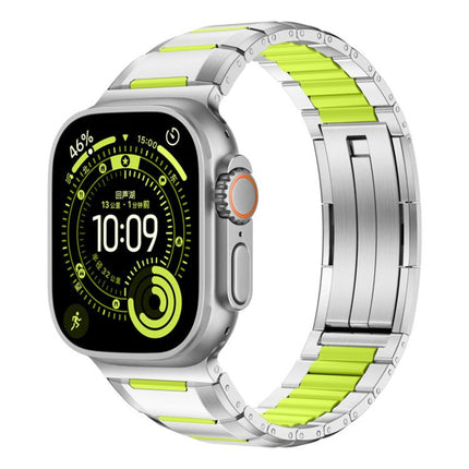 Multi - Faceted Rubber Inlaid Stainless Steel Watch Band, For Apple Watch 46mm / 49mm / 45mm / 44mm, For Apple Watch 42mm / 41mm / 40mm / 38mm - DealBuddy