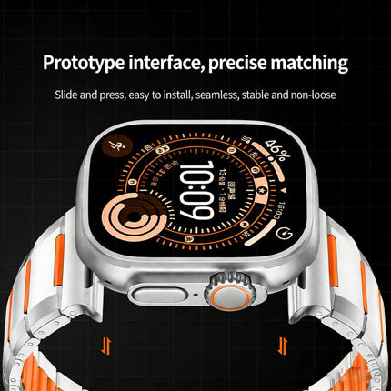Multi - Faceted Rubber Inlaid Stainless Steel Watch Band, For Apple Watch 46mm / 49mm / 45mm / 44mm, For Apple Watch 42mm / 41mm / 40mm / 38mm - DealBuddy