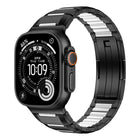 Multi - Faceted Rubber Inlaid Stainless Steel Watch Band, For Apple Watch 46mm / 49mm / 45mm / 44mm, For Apple Watch 42mm / 41mm / 40mm / 38mm - DealBuddy